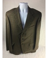 Faconnable Mens Suit Jacket Brown Windowpane Notch Lapel Wool Blend 54 U... - £35.40 GBP
