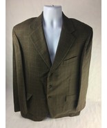 Faconnable Mens Suit Jacket Brown Windowpane Notch Lapel Wool Blend 54 U... - $44.99