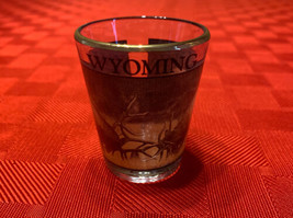 Wyoming Clear w/ Elk &amp; Gold Rim Souvenir Shot Glass 2.25&#39; Tall - $8.59