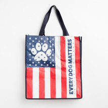 NEW Every Dog Matters Patriotic Paw Print Reusable Grocery Tote Bag 15.75 x 14&quot; - £5.60 GBP