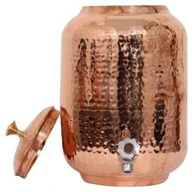 100% Pure Copper Water pot (Matka) Hammered Container Pot 5 Litre BEST Q... - $52.46
