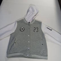 New Look Varsity Jacket #23 Youth Gray & White Snap Buttons Hoodie Size Large image 14