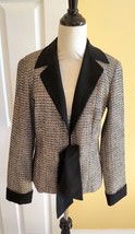 COLDWATER CREEK Champagne Beige/Black Woven Polyester Blend Tie Front Ja... - $19.50