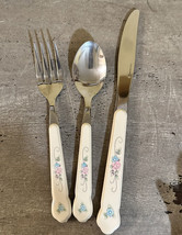 Pfaltzgraff Tea Rose Flatware Spoon Fork Knife Lot Set Vintage Silverwar... - £15.07 GBP