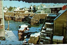 Vintage 3.5x5.5 Postcard Winter Tarps Tenants Harbor Maine - £2.33 GBP