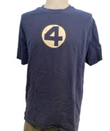 Vintage Marvel Comic Navy Blue Short Sleeve T Shirt White Circle with #4... - $14.24