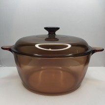 Vintage Pyrex Vision Corning Ware 4.5L Amber Glass Stew Pot Lid Kitchen W B 5 - £55.81 GBP