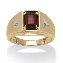 10K Gold 1.20 Tcw Emerald Cut Garnet Diamond Accent Ring Size 8 9 10 11 12 13 - £641.46 GBP