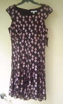 New Madison Leigh Black Pink Dots Fit And Flare Lace Dress Size 14 - £36.53 GBP