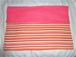 Baby Gap Hot Pink White Orange Green Blue Fleece Stripe Blanket Winter - £54.10 GBP