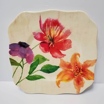 Merritt Melamine 8" Square Plates, Set of 2, English Garden Pattern, Flowers image 2