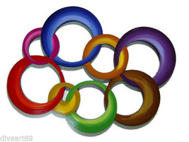 Colorful Bubble Circle Wood Wall Sculpture Wall hanging 26x20 - by Art69 - £103.88 GBP