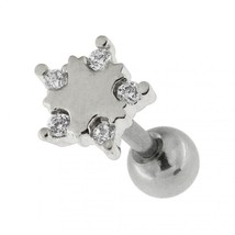 Star Ear Stud Micro Setting CZ Steel Cartilage Helix Tragus Piercing Earring 16G - £33.09 GBP