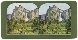 c1900&#39;s Colorized Stereoview Bridal Veil Falls and Three Graces, Yosemite, CA - £7.46 GBP