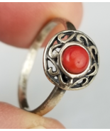 vintage southwest USA coral ring Sterling Silver 925 size 7 - $32.99