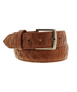 Cognac Western Cowboy Leather Belt Anteater Pattern Removable Silver Buckle - £23.91 GBP