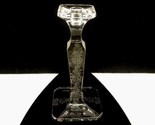 Vintage Etched Glass Square Candlestick, Tapered Column, Rose Pattern - $19.55