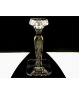 Vintage Etched Glass Square Candlestick, Tapered Column, Rose Pattern - $364.72 MXN