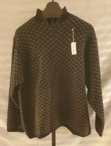 NWT Gap Black Gray Hand Knit Wool 1/4 Zip Sweater Mens Size XL - $29.69