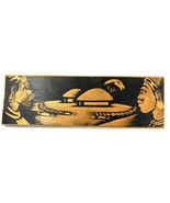 Original African Carved Wood Charcoal Art Profile Man Woman Huts Vintage... - $230.94 MXN