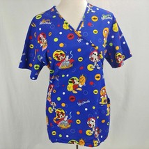Disney Halloween Scrub Top Shirt Mickey Minnie Mouse Trick Or Treat Size M - £10.92 GBP