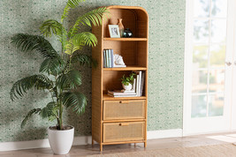 Kendall Light Honey Rattan 2-Drawer Bookcase - $625.00