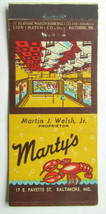Marty&#39;s - Baltimore, Maryland Restaurant 30 Strike Matchbook Cover MD Matchcover - £1.58 GBP