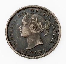 1870 Estrecho 0 Canadá 10 Centavos Moneda de Plata En XF, Km 3 - $2,166.73 MXN