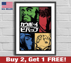Cowboy Bebop Poster 18&quot; x 24&quot; Print Faye Valentine Spike Group Anime Wall Art - £10.54 GBP