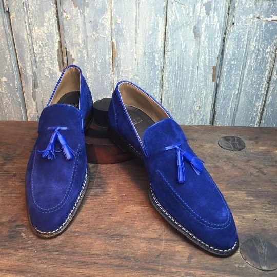 NEW Men royal blue Tassels moccasins, Men slip ons loafer suede shoes, Men shoe