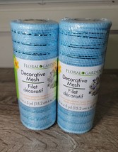 (2) New Decorative Blue Mesh  6 in x 5 yd. Crafts, Floral, Ribbon-NEW-SHIPN24HRS - £10.95 GBP