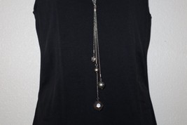 Lia Sophia Celestial Silver Tone Double Chain Necklace Dangle Disco Ball ~24&quot;+ - £9.28 GBP