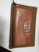 Gucci Brown Leather Wallet Guccissima Icon Zip Around &amp; Pouch - $261.25