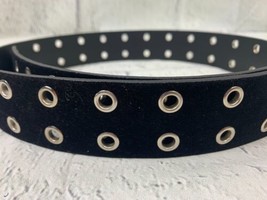Double Grommet Belt PU Leather Punk Belt 2 Hole Belt Velvet One Size - £9.67 GBP