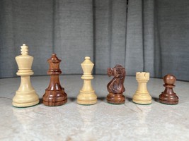 large 3.75 in King Weighted Handmade Wooden Staunton chess Pieces - £63.30 GBP