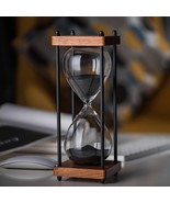 Decorative Hourglass One Hour 60 Minute Timer Wooden Stand Black Sand Ho... - $734.80 MXN