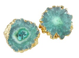 Women&#39;s Natural Agate Quartz Geode Druzy Stud - £51.38 GBP