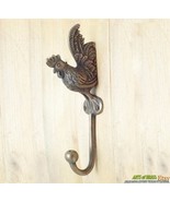 Vintage Solid Brass Rooster Chicken Farm Coat Cloth Hat Hook Hanger - 6.77&quot; - $33.00