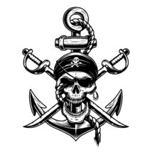 Pirate &amp; Anchors PNG SVG Cutlass Skull Download Pirate Skull Svg Sugar Skull  - £0.79 GBP