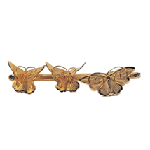 Giovanni Gold Tone Butterfly Brooch Pin Bar Three Butterflies Flying Vintage - £8.18 GBP
