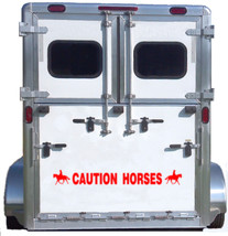 Reflective Caution Horses Decal Sticker English Western Pleasure Rider Trailer R - £22.75 GBP
