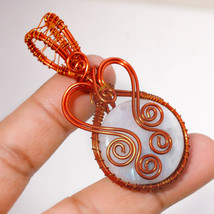 Rainbow Moonstone Gemstone Wire Wrapped Handcrafted Pendant Copper 2.70&quot; SA 1485 - £3.98 GBP