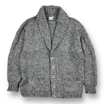 Vtg LL BEAN Fisherman Cardigan Cable Knit Fleck Sweater Wool Donegal Ireland L - £79.12 GBP