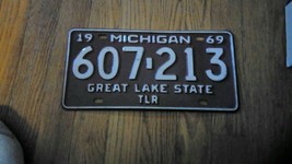 1969 Original Michigan State Trailer License Plate 607-213 Vintage Vehicle - £23.61 GBP