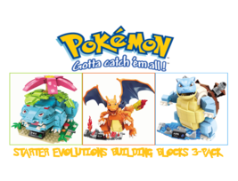 ✅ Official Pokémon Starter Evolution 3Pc Building Block Sets Creative Fu... - £108.20 GBP