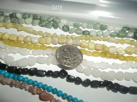 Lot of 10 strands 13 inches each hand cut assorted type and style gemstones  Z - £10.55 GBP