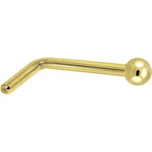 14K Yellow Gold Plated Silver 20 Gauge L - Shaped 2MM Ball Nose Ring - £12.52 GBP