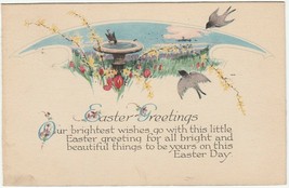 Vintage Postcard Easter Birds at Bird Bath 1924 Gibson Art Company - £5.43 GBP