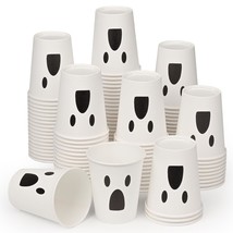 100Pcs Halloween Paper Cups Halloween Ghost Cups 9Oz Halloween White Ghost Dispo - £24.67 GBP