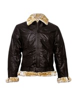 B3 Brown Bomber Aviator Pilot Jacket Flying Fur Real Leather Jacket XL S... - $1,993.10 MXN